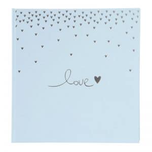 Trouwalbum Raining Hearts pastelblauw Goldbuch 08014