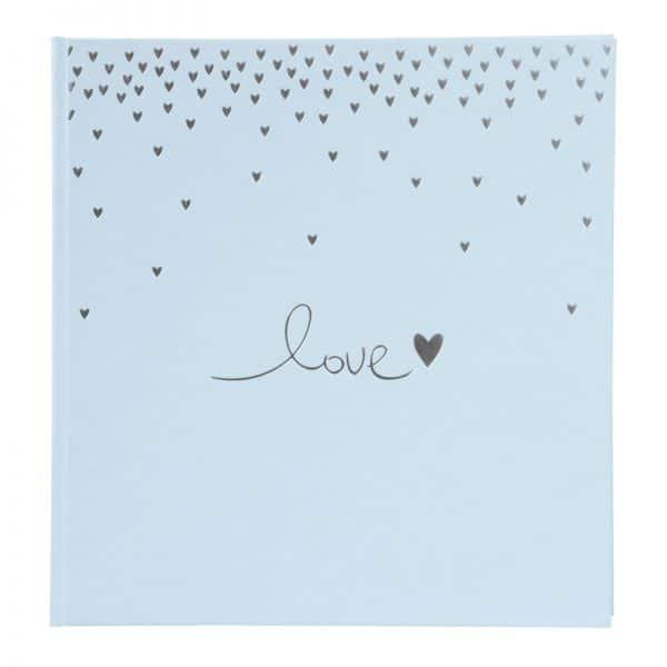 Trouwalbum Raining Hearts pastelblauw Goldbuch 08014