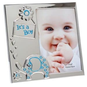Zilverkleurige baby fotolijst It’s a Boy met olifantje – 10x15 cm