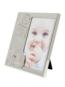 Zilverkleurige baby fotolijst It’s a Girl met olifantje – 10x15 cm - Afbeelding 2