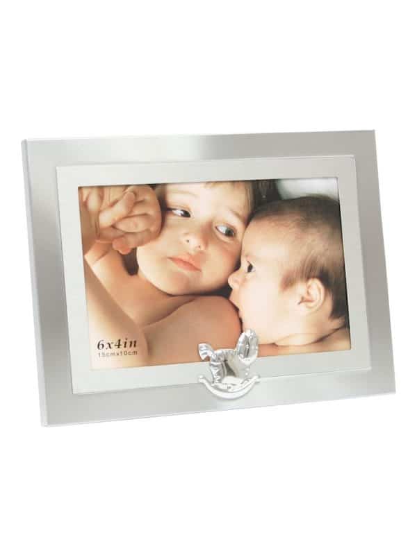 Baby Fotolijst in Mat Zilver met Schommelpaardje - 10x15 cm